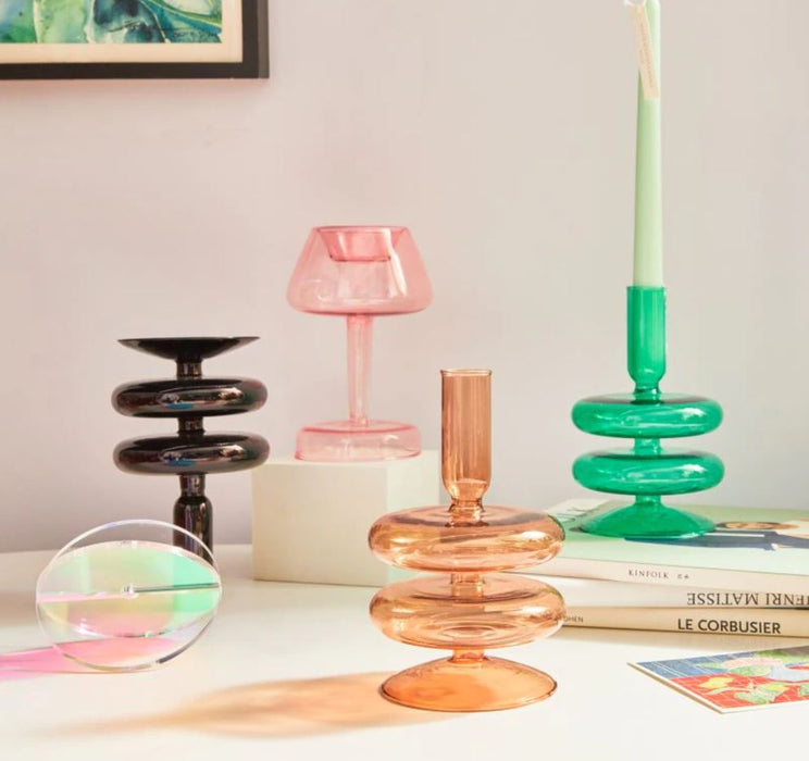 Bubble Glass Candlesticks - Mixed Short Collection