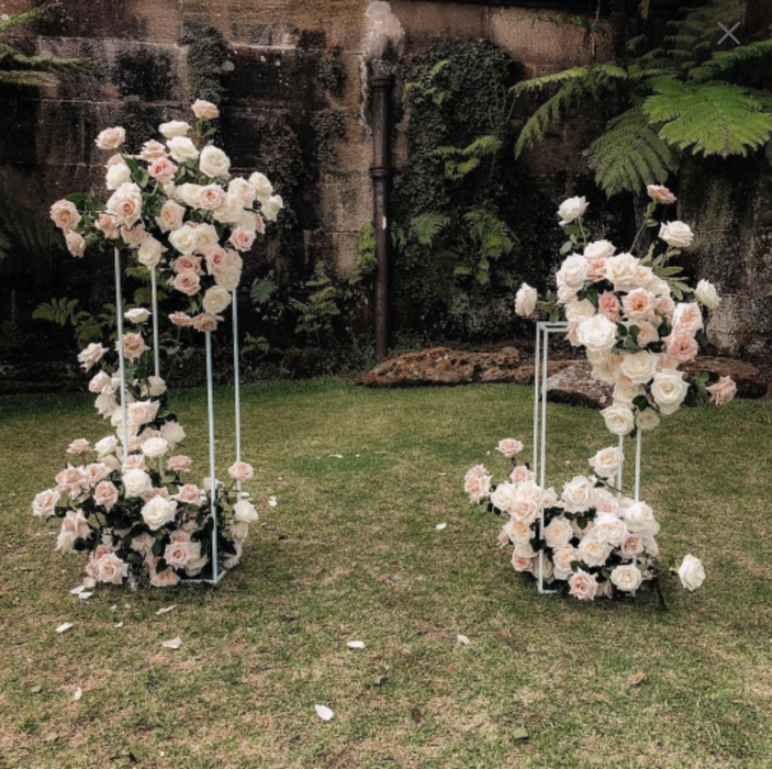 White Modern Rectangular Wedding Centerpiece Flower Stand