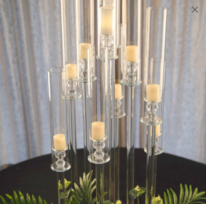 Crystal Glass Candelabra 7 or 10 Arm Pillar/Taper Candle Holder