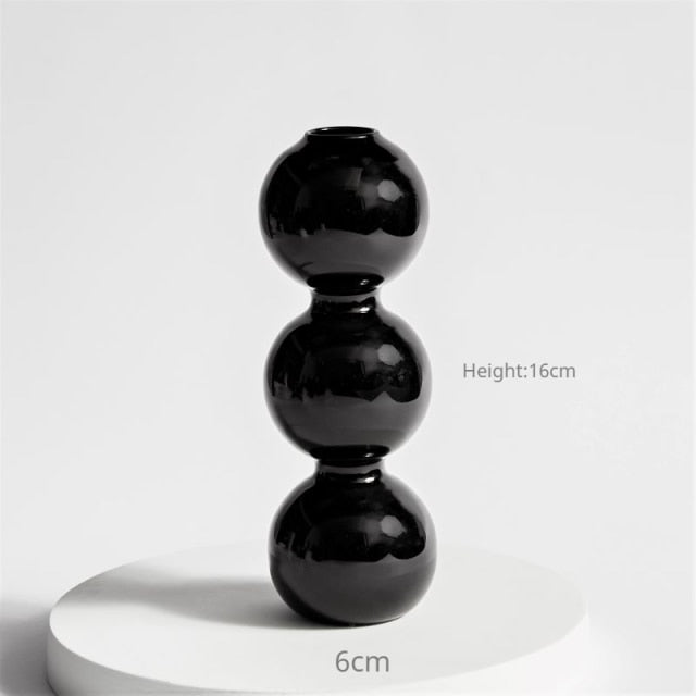 Bubble Glass Candle Holders/Bud Vases - Black