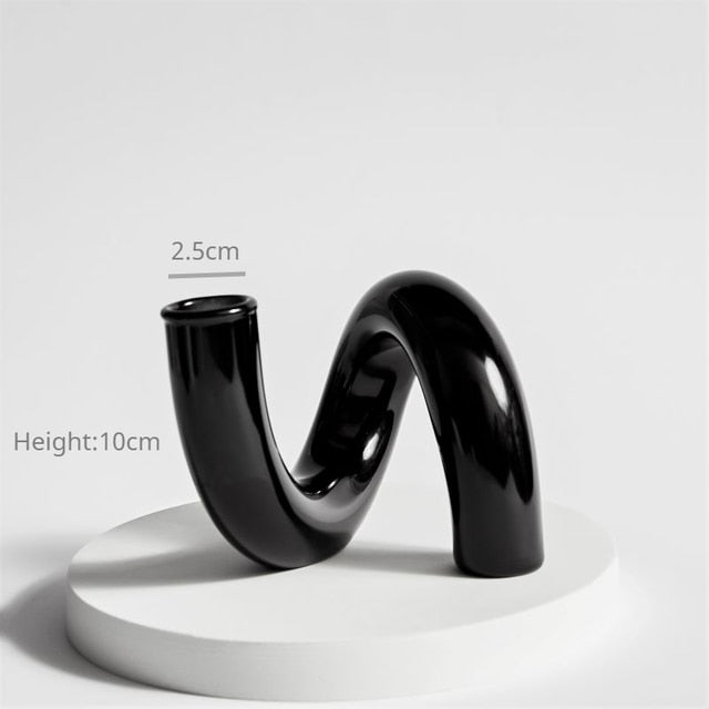 Bubble Glass Candle Holders/Bud Vases - Black