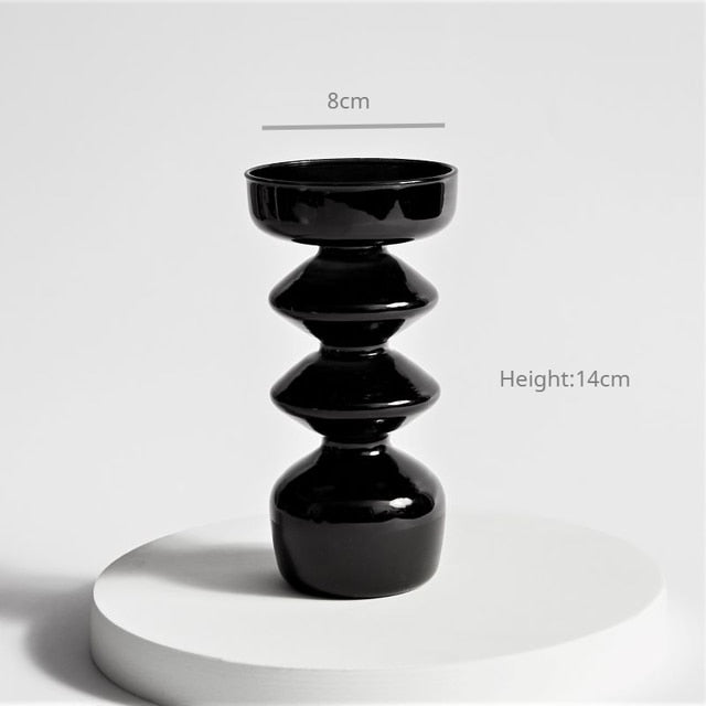 Bubble Glass Candle Holders/Bud Vases - Black