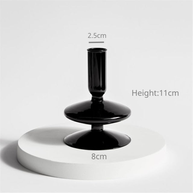 Bubble Glass Candle Holders/Bud Vases - Black
