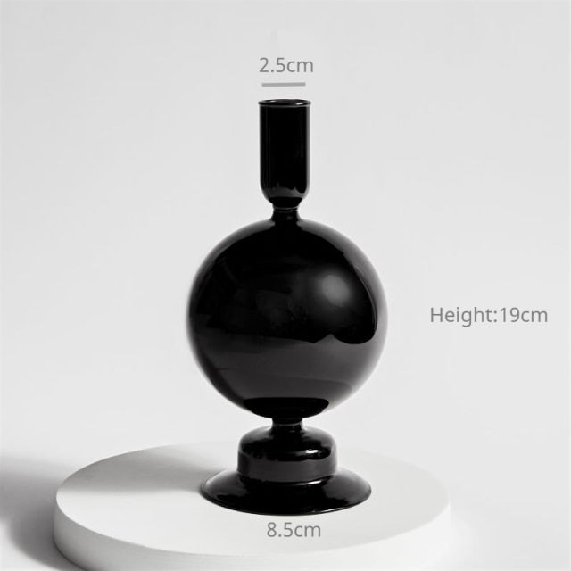 Bubble Glass Candle Holders/Bud Vases - Black