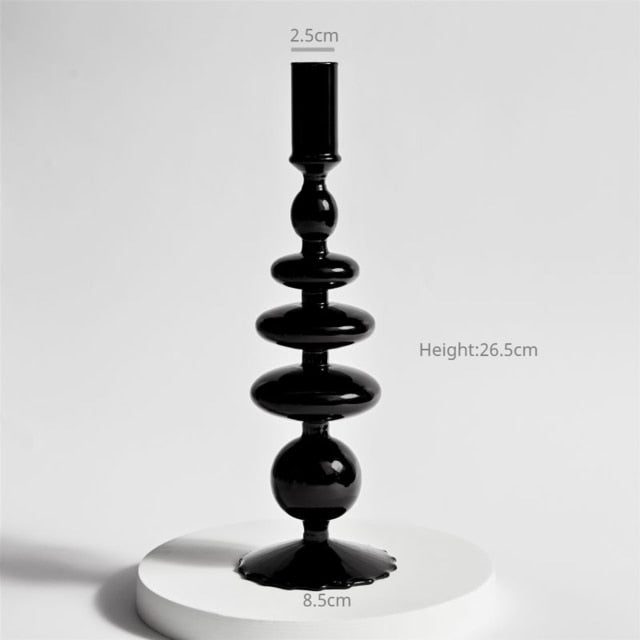 Bubble Glass Candle Holders/Bud Vases - Black
