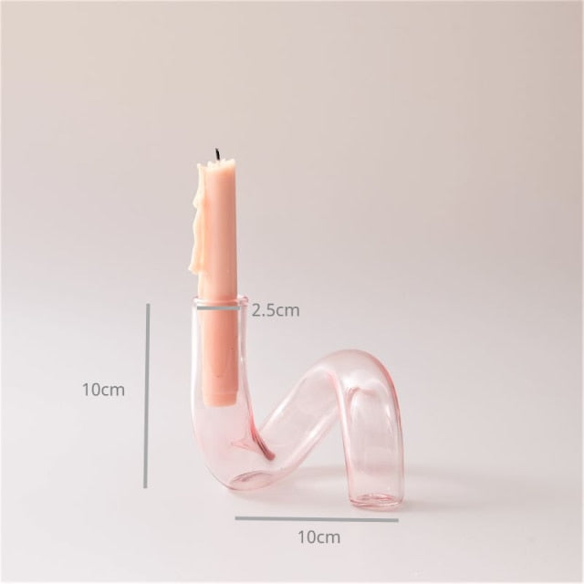 Bubble Glass Candle Holders/Bud Vases - Blush Pink