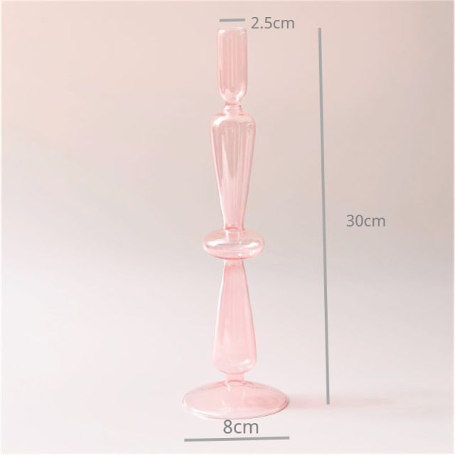 Bubble Glass Candle Holders/Bud Vases - Blush Pink
