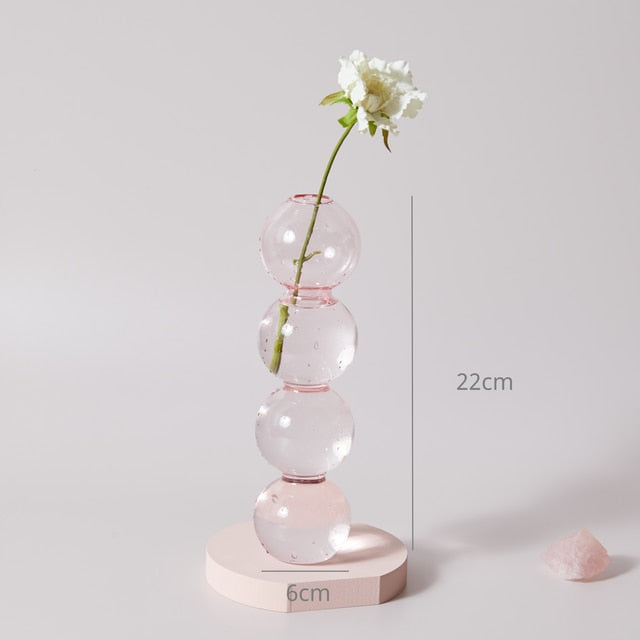 Bubble Glass Candle Holders/Bud Vases - Blush Pink