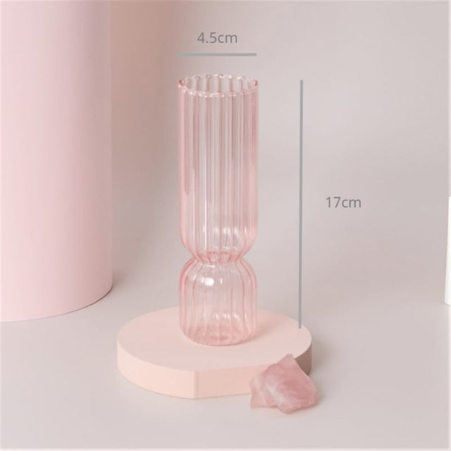 Bubble Glass Candle Holders/Bud Vases - Blush Pink