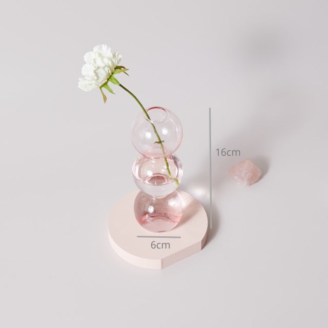 Bubble Glass Candle Holders/Bud Vases - Blush Pink