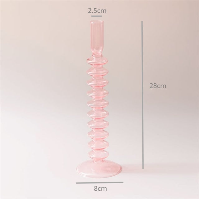 Bubble Glass Candle Holders/Bud Vases - Blush Pink