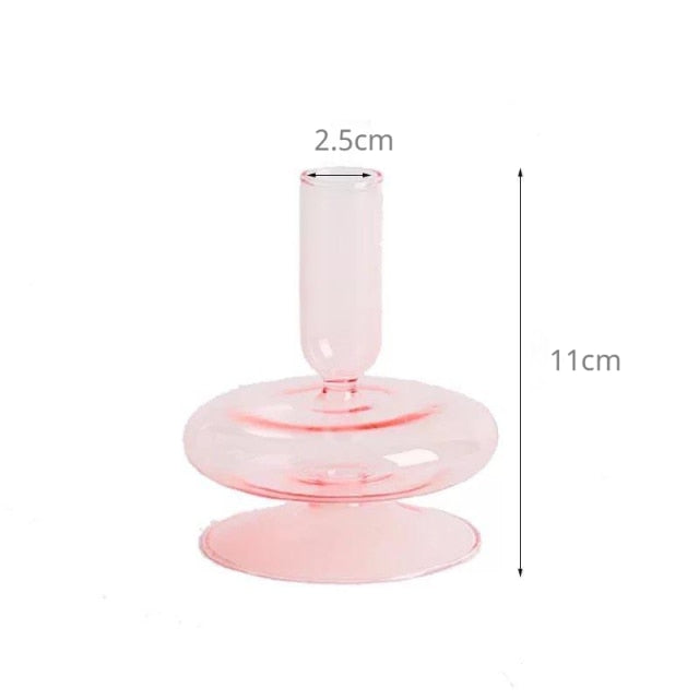 Bubble Glass Candle Holders/Bud Vases - Blush Pink