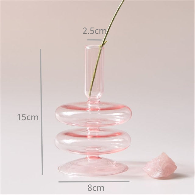 Bubble Glass Candle Holders/Bud Vases - Blush Pink