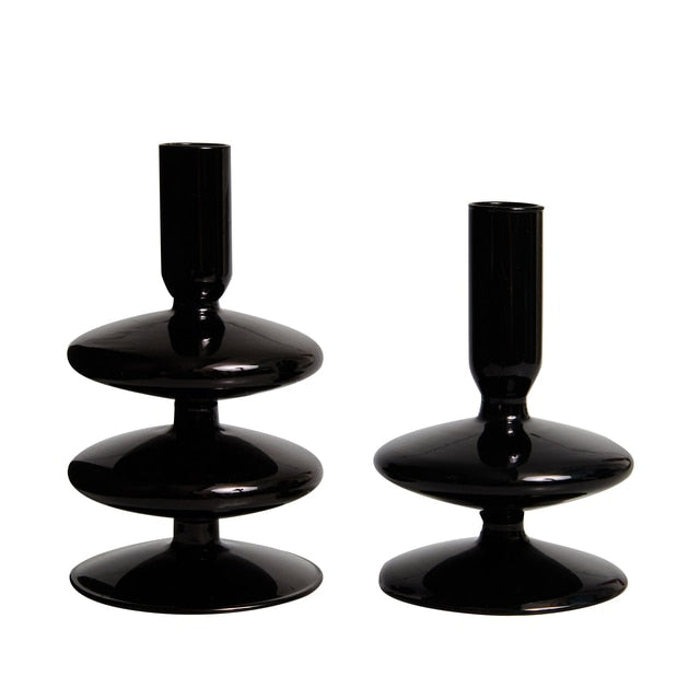 Bubble Glass Candle Holders/Bud Vases - Black