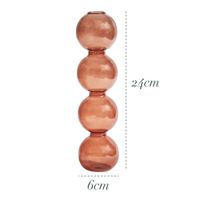 Bubble Glass Candle Holders/Bud Vases - Amber Brown