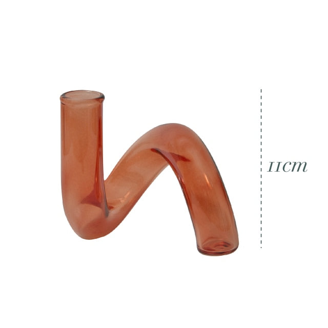 Bubble Glass Candle Holders/Bud Vases - Amber Brown