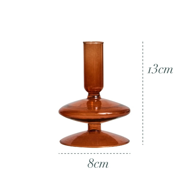 Bubble Glass Candle Holders/Bud Vases - Amber Brown