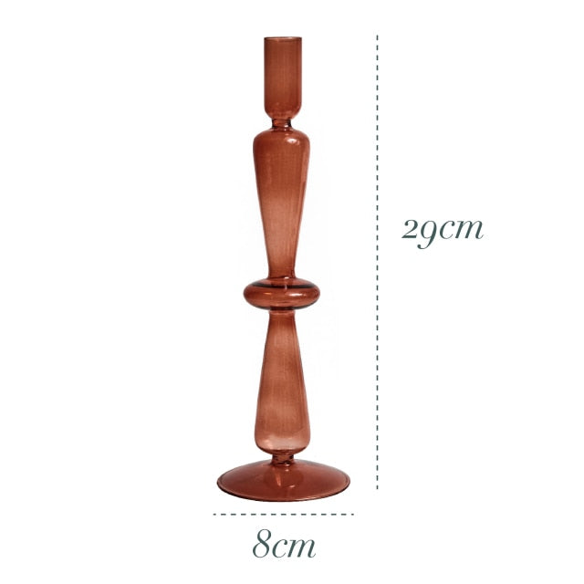 Bubble Glass Candle Holders/Bud Vases - Amber Brown