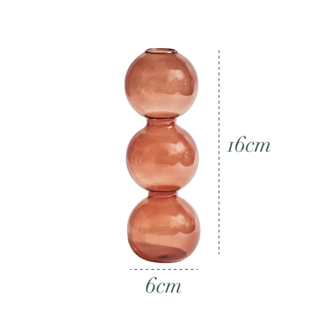 Bubble Glass Candle Holders/Bud Vases - Amber Brown