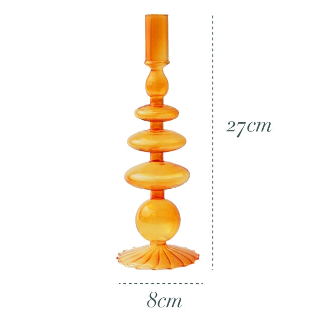 Bubble Glass Candle Holders/Bud Vases - Retro Orange