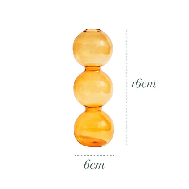 Bubble Glass Candle Holders/Bud Vases - Retro Orange