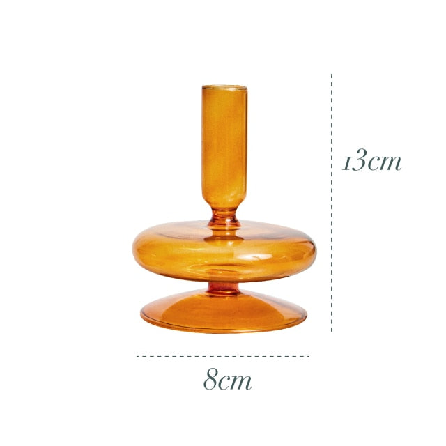 Bubble Glass Candle Holders/Bud Vases - Retro Orange