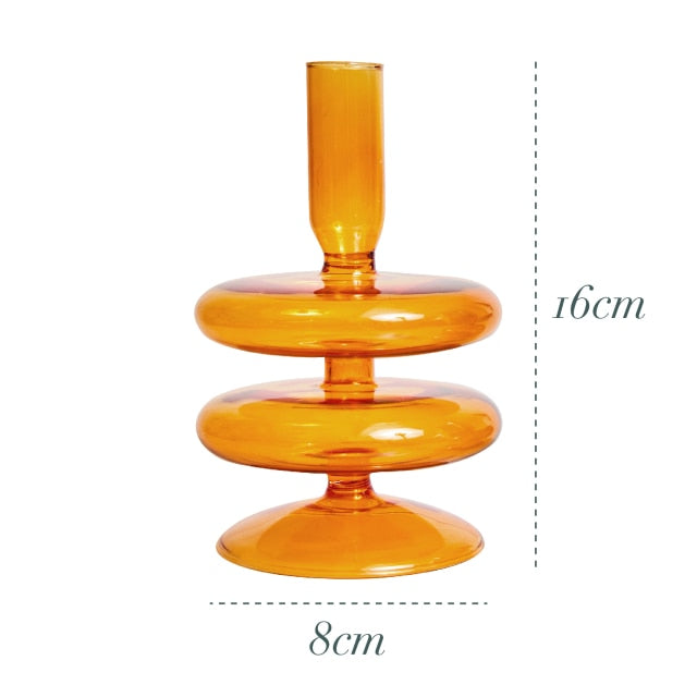 Bubble Glass Candle Holders/Bud Vases - Retro Orange
