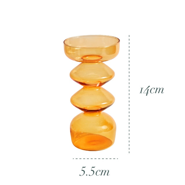 Bubble Glass Candle Holders/Bud Vases - Retro Orange