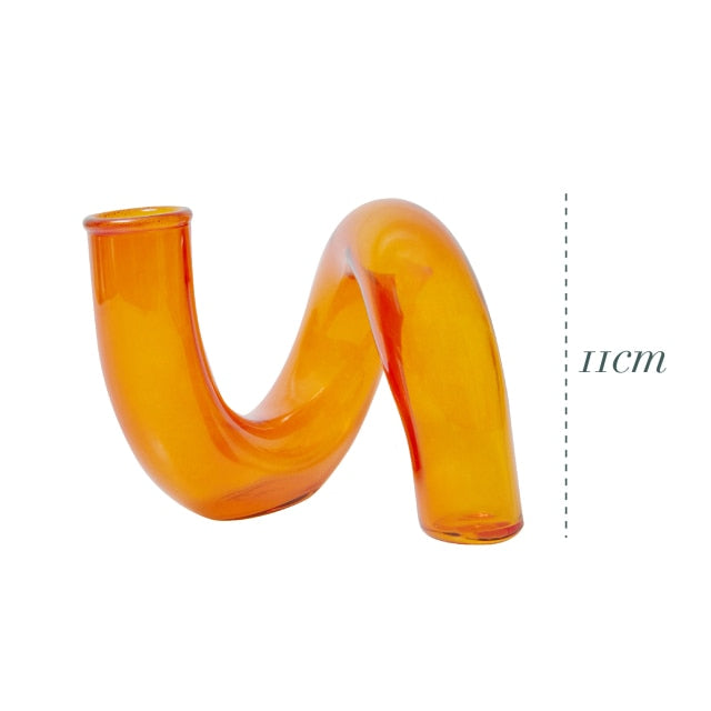 Bubble Glass Candle Holders/Bud Vases - Retro Orange