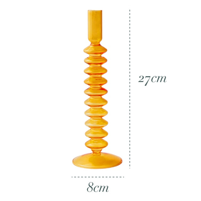 Bubble Glass Candle Holders/Bud Vases - Retro Orange
