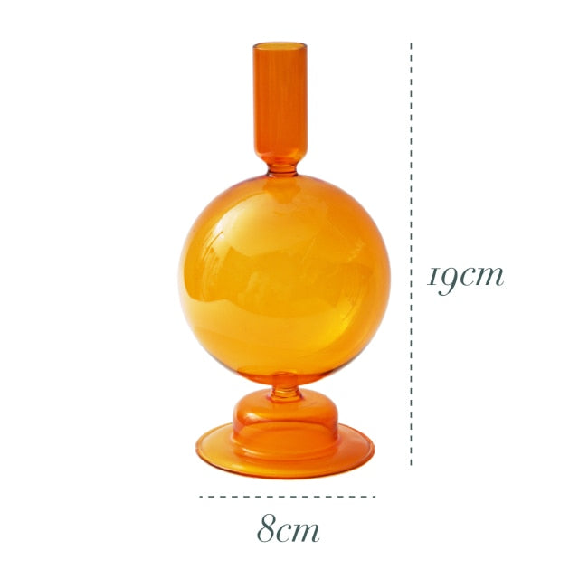 Bubble Glass Candle Holders/Bud Vases - Retro Orange
