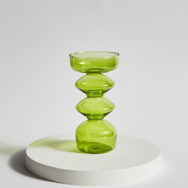 Bubble Glass Candle Holders/Bud Vases - Lime