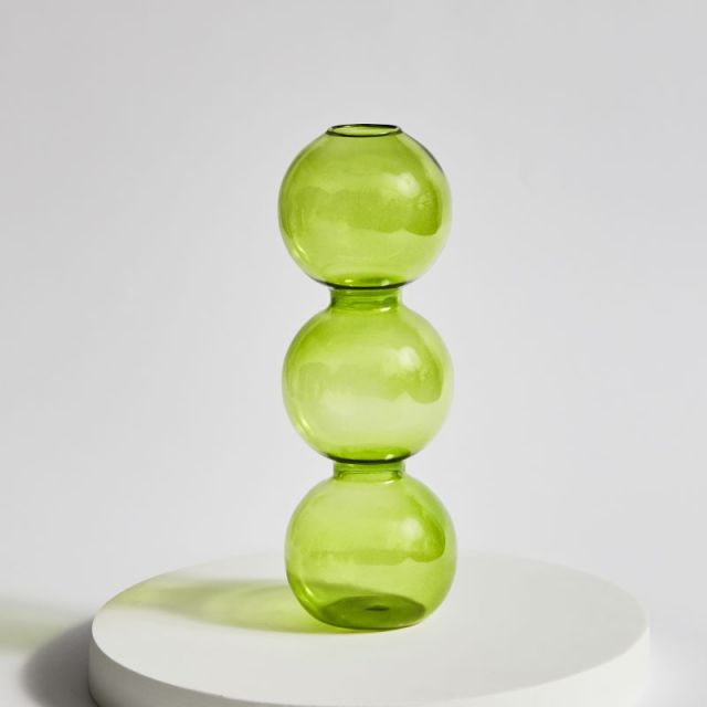 Bubble Glass Candle Holders/Bud Vases - Lime