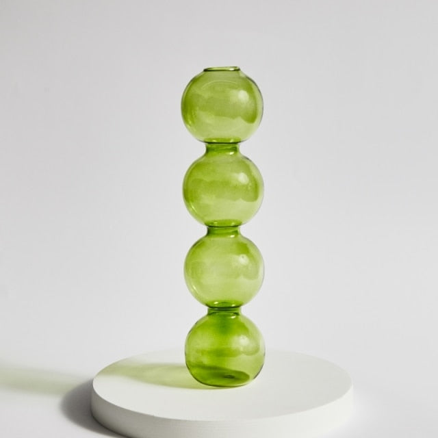 Bubble Glass Candle Holders/Bud Vases - Lime