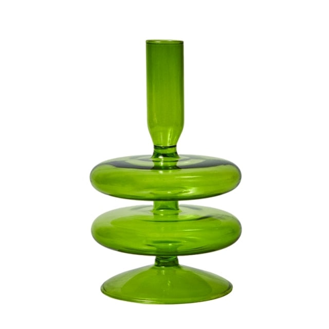Bubble Glass Candle Holders/Bud Vases - Lime