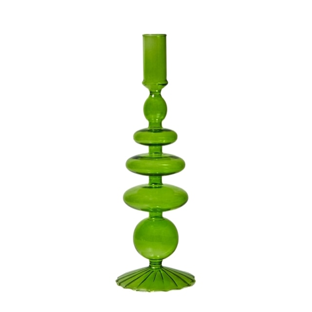 Bubble Glass Candle Holders/Bud Vases - Lime