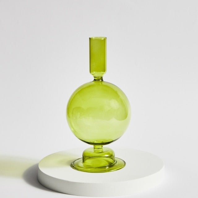 Bubble Glass Candle Holders/Bud Vases - Lime