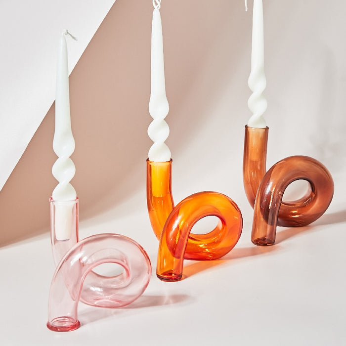 Bubble Glass Twist Knot Candlestick Vases