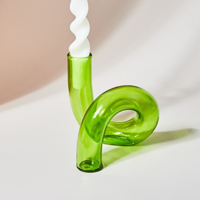 Bubble Glass Twist Knot Candlestick Vases