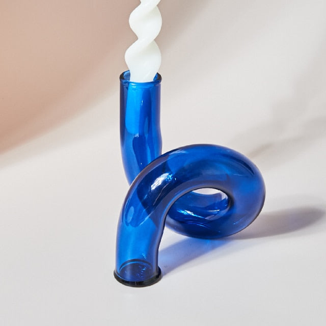 Bubble Glass Twist Knot Candlestick Vases