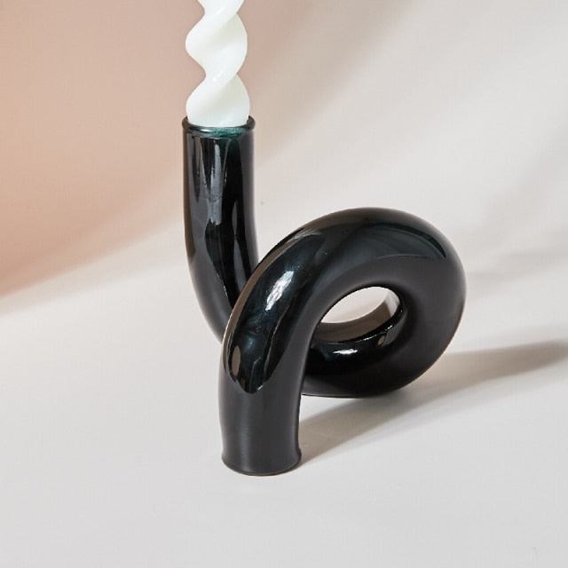 Bubble Glass Twist Knot Candlestick Vases