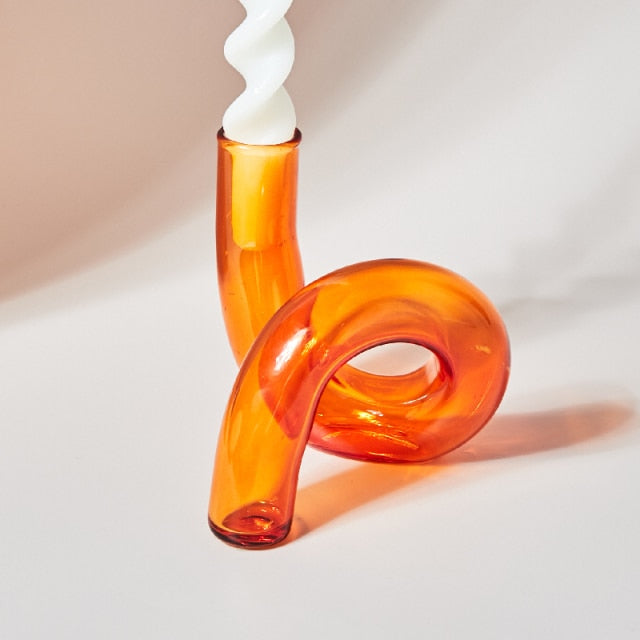 Bubble Glass Twist Knot Candlestick Vases