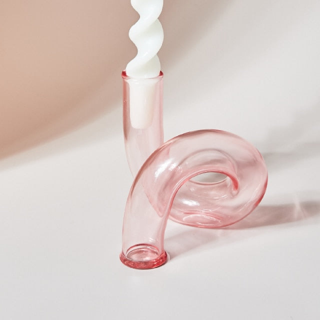 Bubble Glass Twist Knot Candlestick Vases