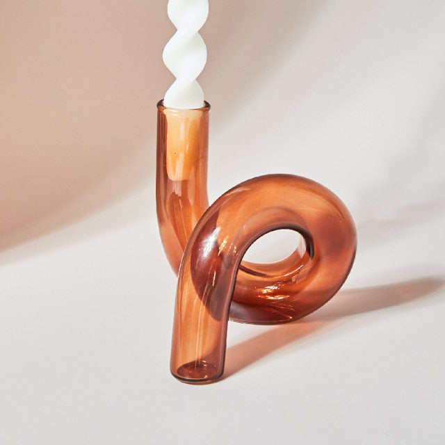 Bubble Glass Twist Knot Candlestick Vases