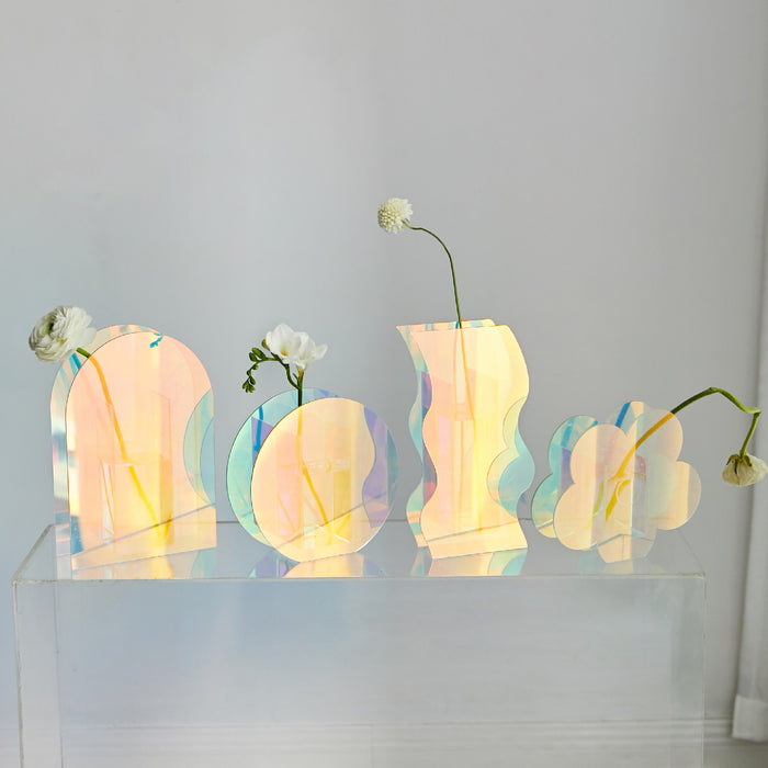 Iridescent Rainbow Modern Acrylic Abstract Vase
