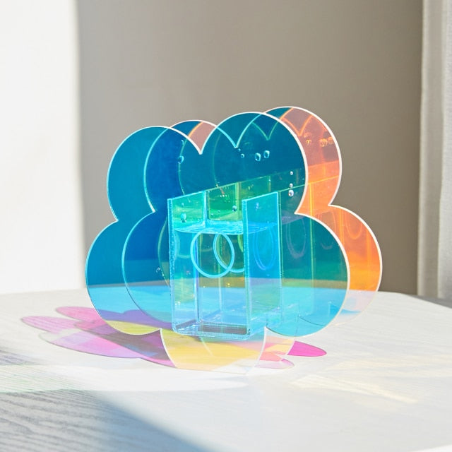 Iridescent Rainbow Modern Acrylic Abstract Vase