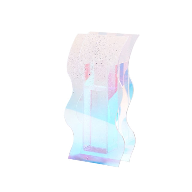 Iridescent Rainbow Modern Acrylic Abstract Vase