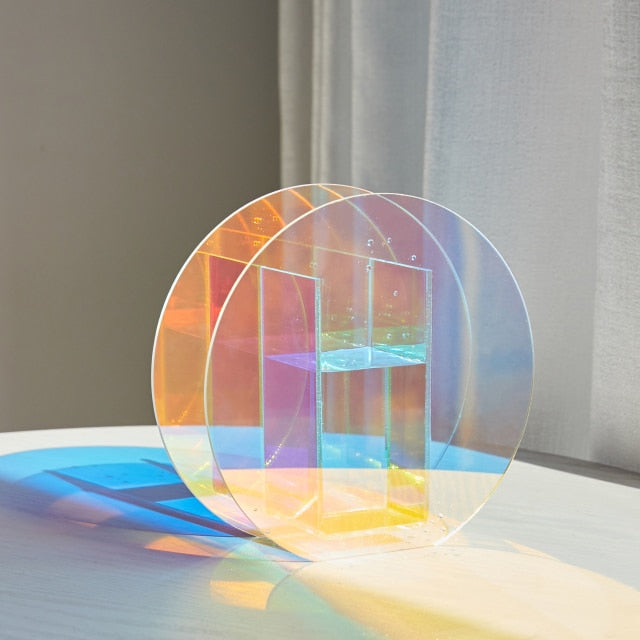 Iridescent Rainbow Modern Acrylic Abstract Vase