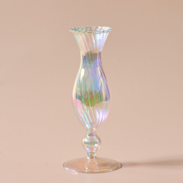 Bubble Glass Candle Holders/Bud Vases - Iridescent Rainbow