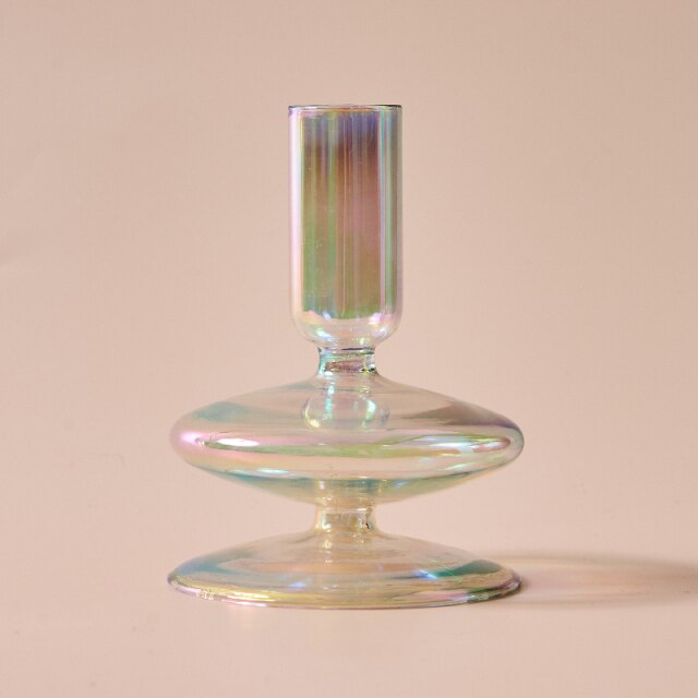 Bubble Glass Candle Holders/Bud Vases - Iridescent Rainbow